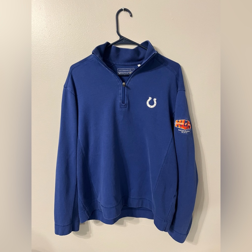 Super Bowl Colts Blue Quarter Zip Sweater Cutter and Buck